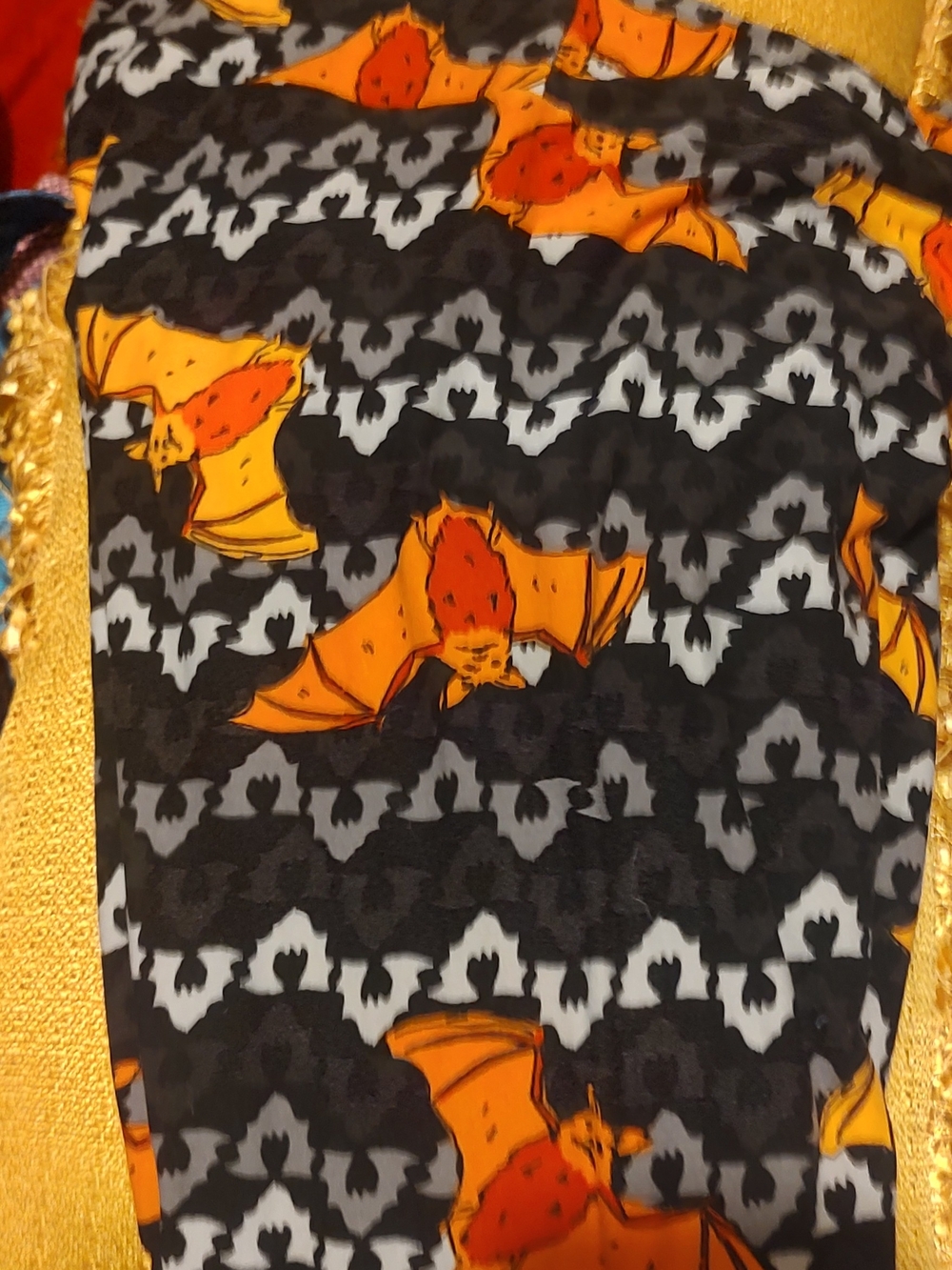 LulaRoe Women's Orange Bat Print Pants Just In Time For Halloween
